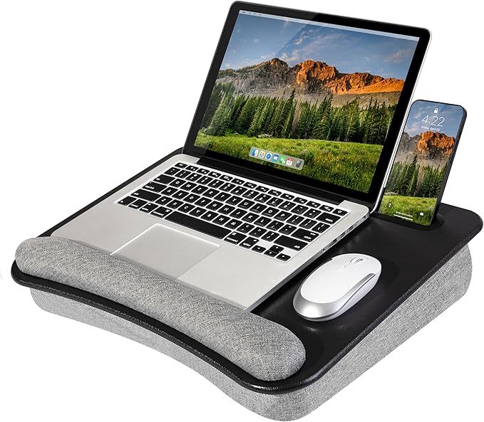 LAPGEAR Portable Laptop Lap Desk – Black, Fits 15.6" Laptops by LapGear