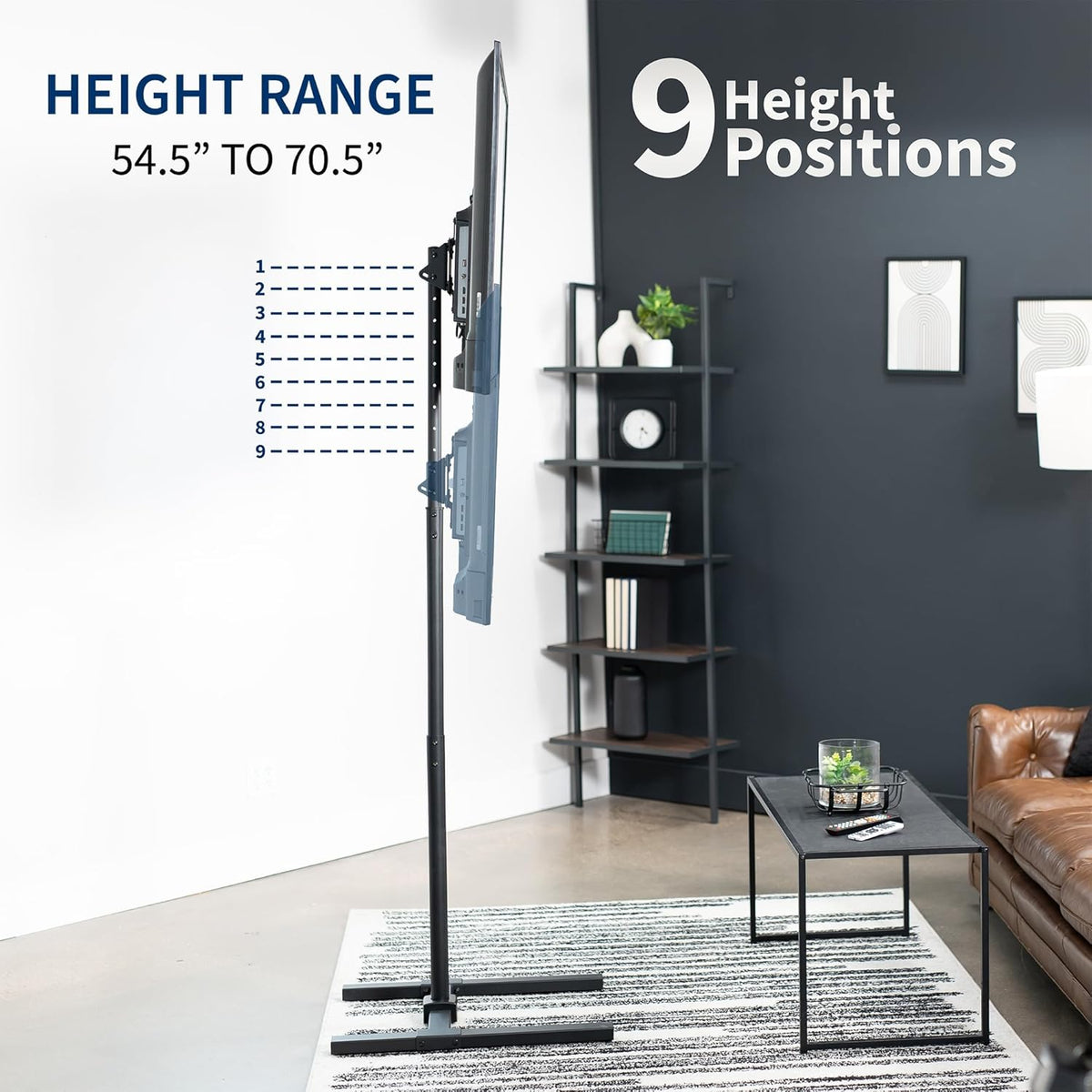 VIVO Extra Tall Height Adjustable TV Floor Stand for 13-50 in Screens - Image 3