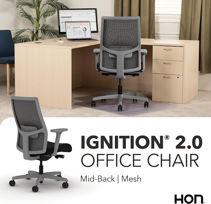HON Ignition 2.0 Ergonomic Office Chair, Lumbar Support, Desk Chair, Black | Ergonomic office desk chair with lumbar support, adjustable arms, office decor, workstation comfort for focused productivity - Image 7