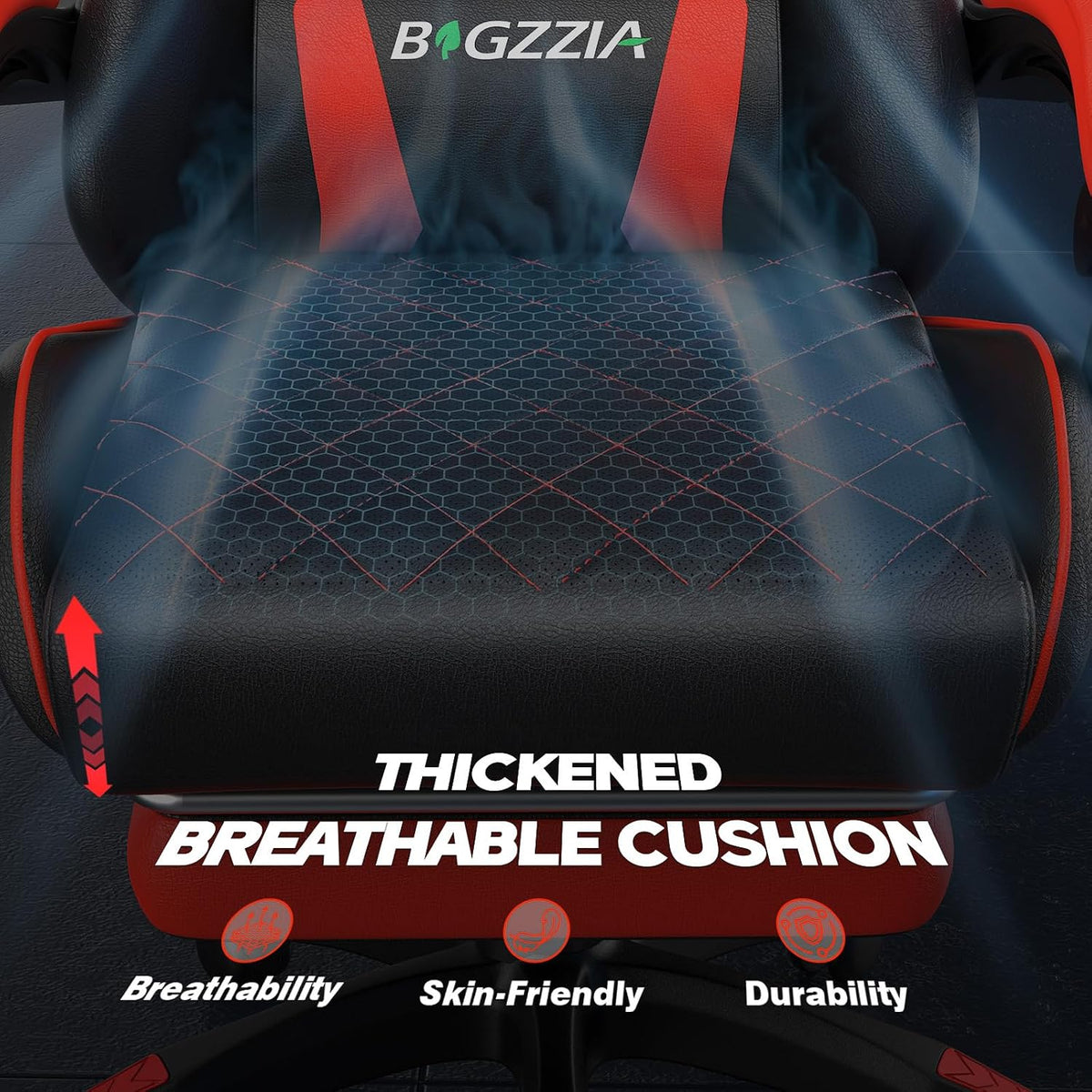Bigzzia Gaming Chair with Footrest, Comfortable Gamer Chairs Red - Image 5