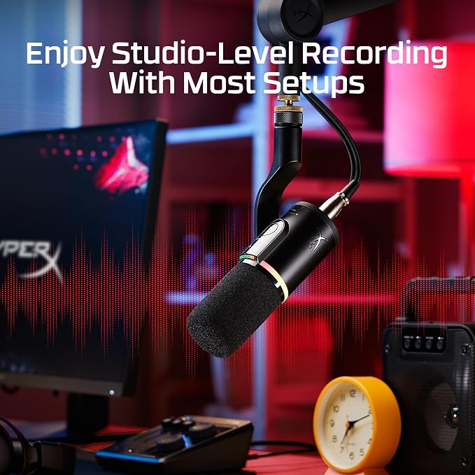 HyperX FlipCast Streaming XLR/USB Dynamic Microphone for PC, MacOS, PlayStation, Nintendo Switch, Broadcast Quality, USB, XLR, Universal Mount, Black - Image 3