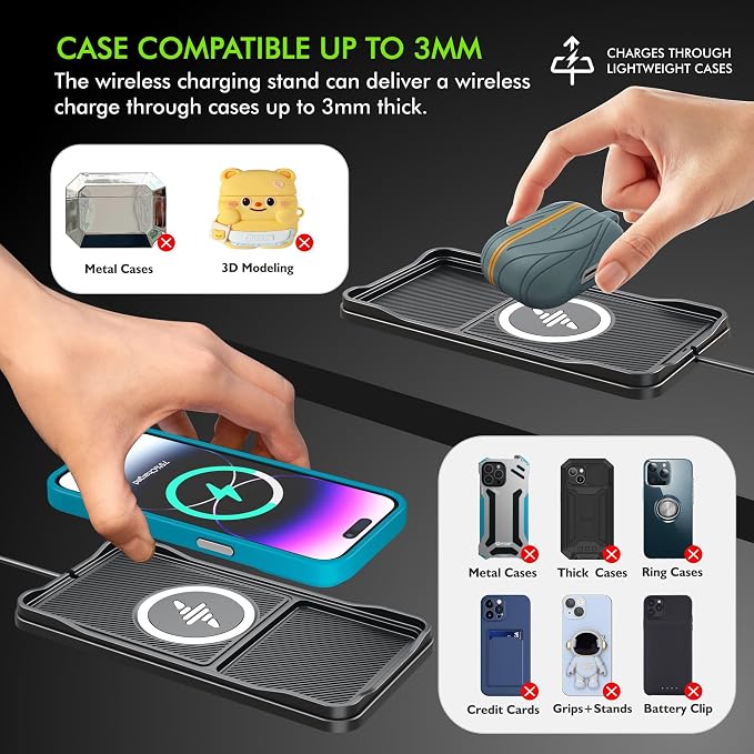 Wireless Car Charger Pad, 15w Fast Car Wireless Chargers Charging pad Non Slip Charger for Car Wireless Phone Charger for iPhone 17/16/15/14/13/12 Pro Max,Samsung S23 S22 S20 for Android, 30cm Cable - Image 7