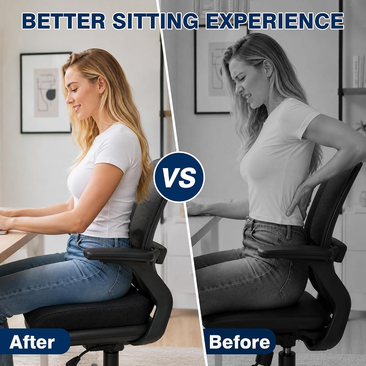 Office Chair Cushion 3.1-Inch High-Density Foam Seat Cushion for Desk Chair - Image 3