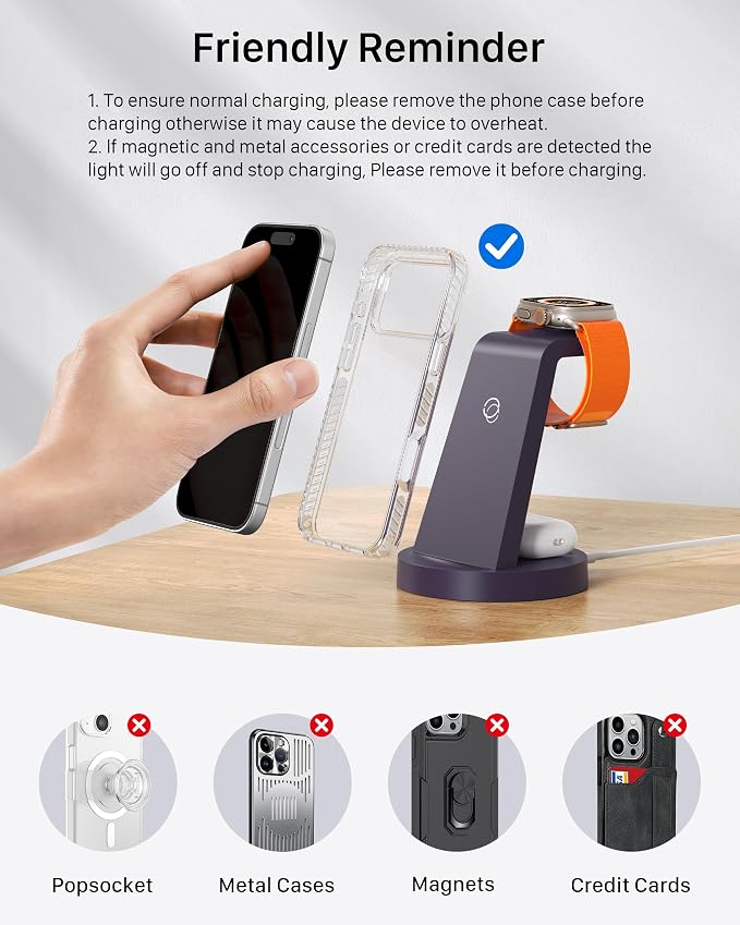 Anlmz 3 in 1 Charging Station for iPhone - Wireless Charger for Apple Products Multiple Devices - Charging Dock Stand for AirPods (for iPhone 17 16e 16 15 14 13 pro 12 11 X Max) - Image 6