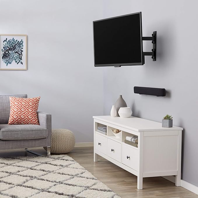 Amazon Basics Full Motion Articulating TV Wall Mount, with Swivel and Tilt, for 26" to 55" TVs and Flat Panels up to 80 Lbs, VESA Compatible, Single Stud, Black - Image 10
