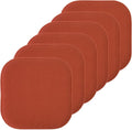 Sweet Home Collection Chair Cushion Memory Foam Pads Honeycomb Pattern Slip Non Skid Rubber Back Rounded Square 16" x 16" Seat Cover, 6 Pack, Rust by SweetHomeCollection