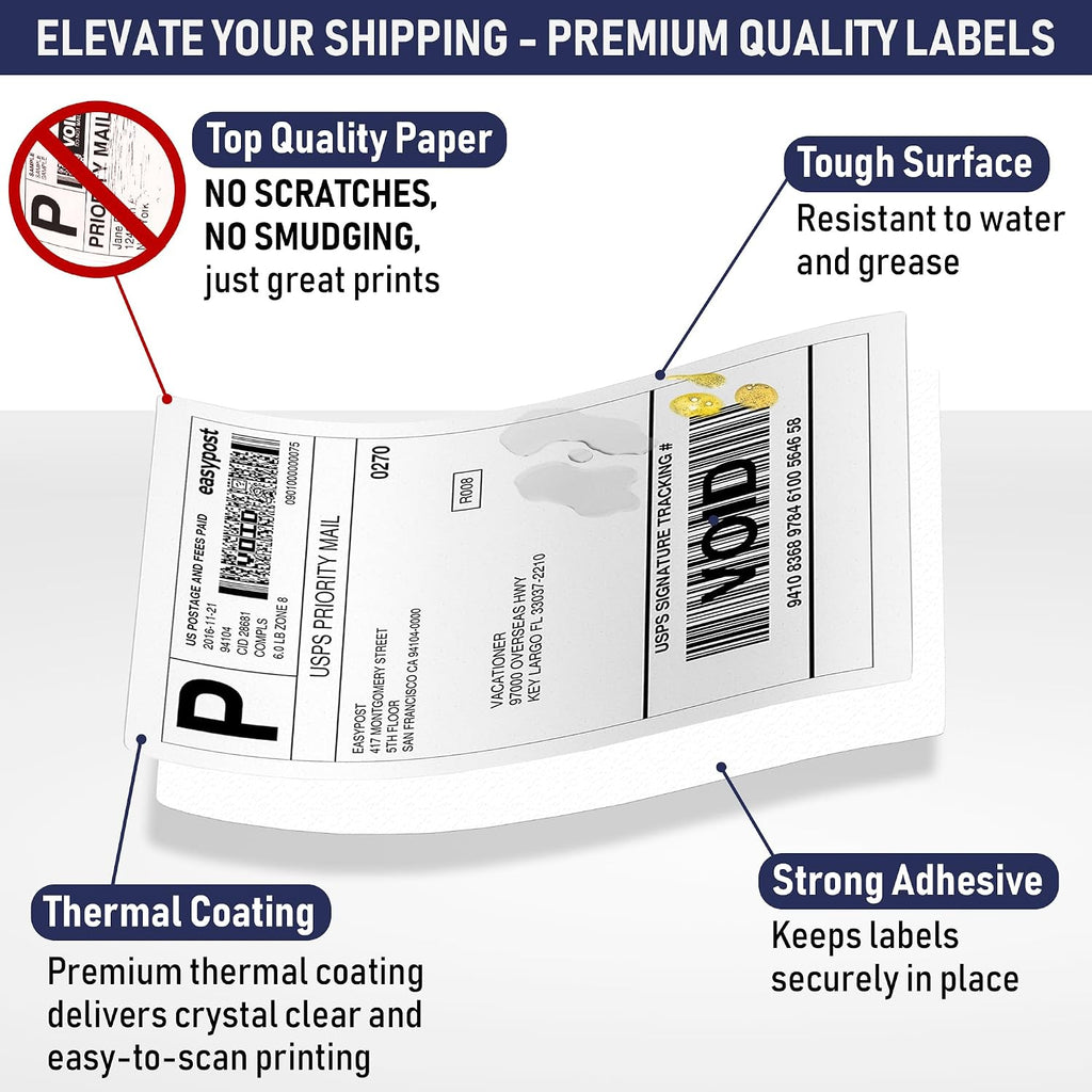 Thermal Shipping Labels 4x6, 1000 Labels/2 Stacks (500 per Stack) Commercial Grade with Permanent Adhesive, Fanfold Direct Thermal Printer Label Compatible with Zebra, Rollo, iDRPT, Polono, MUNBYN - Image 5