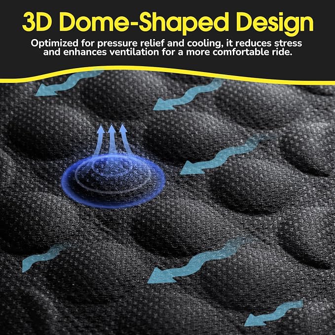 Foldable Motorcycle Gel Seat Cushion with Sunshade Cover | 3D Dome-Shaped Shock-Absorbing Seat Pad for Long Rides, Pressure Relief, Airflow & Cooling Comfort - Image 4