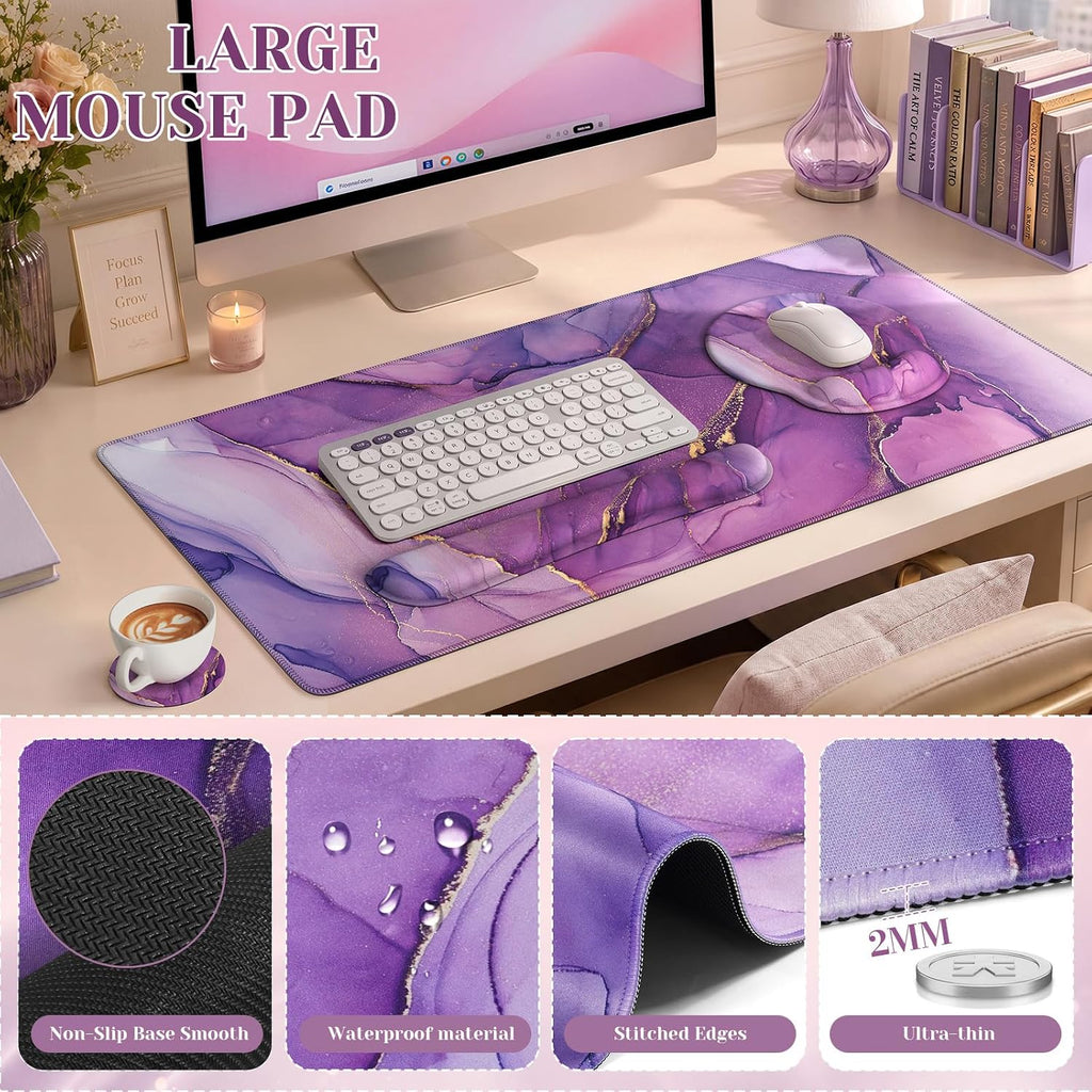 iCasso Purple Keyboard Mat 35.4"x15.7", Desk Blotter for Workspace - Image 6