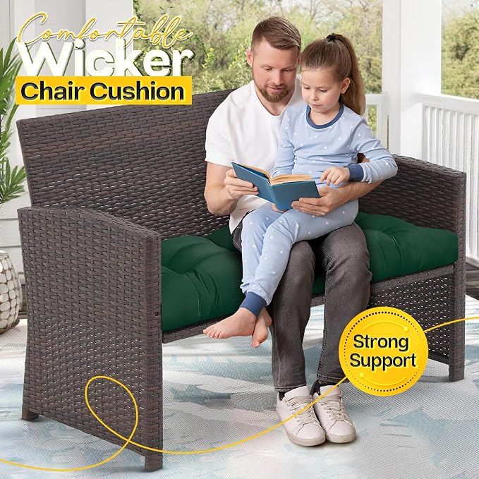 MAGIC ELEPHANT Outdoor Bench Cushion, Memory Foam Loveseat Cushion for Patio Furniture Wicker Chair, Settee Porch Swing Seat Cushion, 44 x 19 Inches (Green) - Image 7