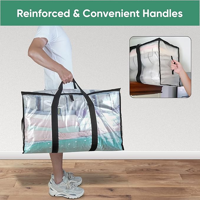BALEINE 16-Pack Oversized Moving Bags with Reinforced Handles, Heavy-Duty Storage Tote for Clothes, Moving Supplies (Clear, 16-Pack) - Image 6