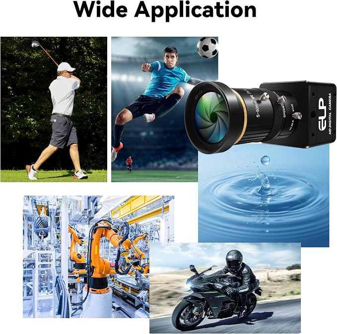 120fps Global Shutter Camera,USB3.0/2.0 High Speed Color Webcam,10X 5-50mm Manual Zoom Lens,1920x1200 Max Resolution,Wide System Support for High Speed Motion Analysis Golf Swing 3D Printer - Image 7