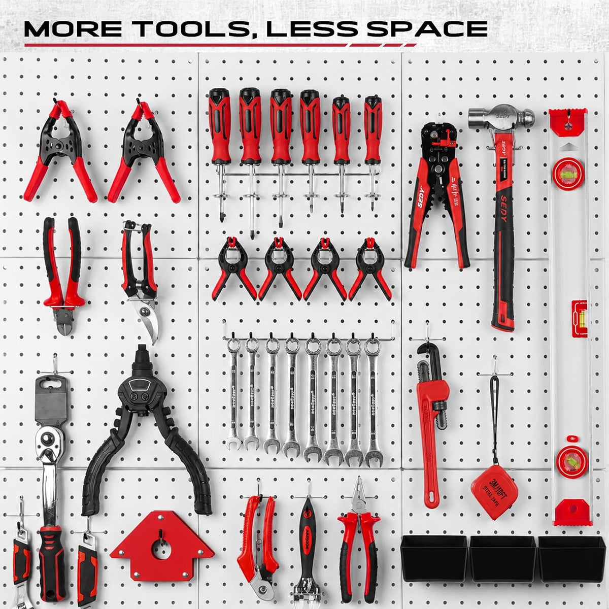 120PCS Pegboard Accessories Kit, Pegboard Hooks Assortment with Bins and Stainless Steel Peg Locks, Tool Organizer for 1/8" and 1/4" Pegboards, Garage Wall Organization, Workshop and Tool Storage - Image 7