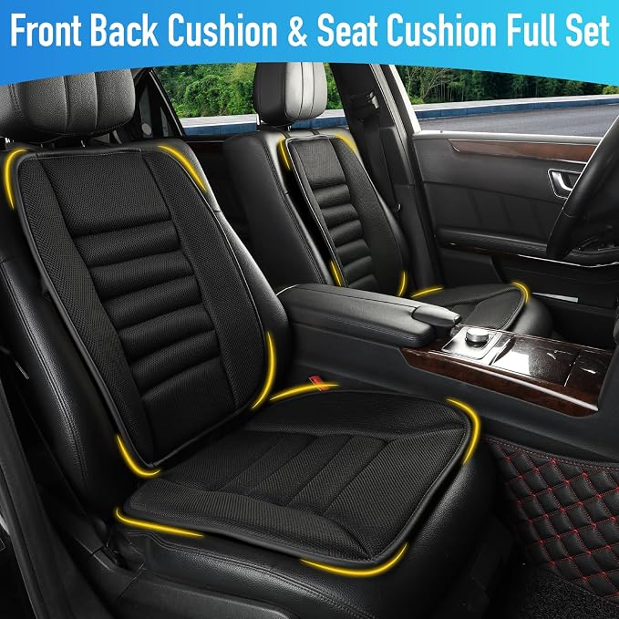 Lofty Aim Car Seat Cushion with Back Support Pillow, Driver Seat Cushion | Lumbar Support & Seat Cushion, Memory Foam Seat Cushion for Pain Relief, Butt Pillow for Car, Breathable 4D Mesh Black - Image 2