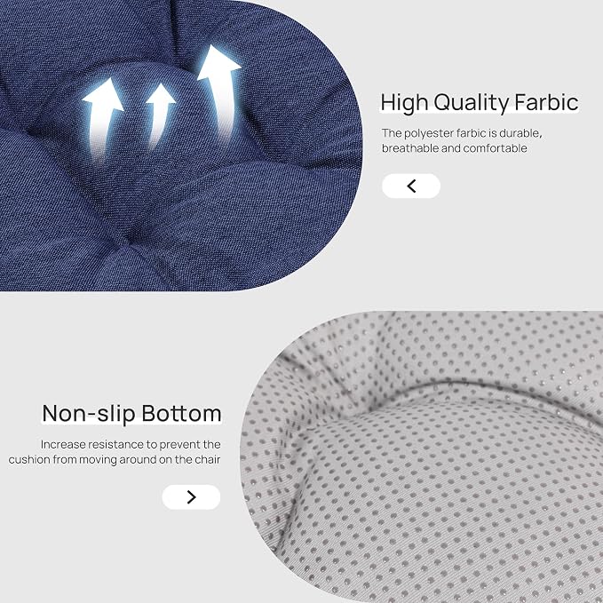 Love's cabin Memory Foam Chair Cushions Set of 4, 19 Inch, Navy Blue | 19"x19"x3.5", Indoor & Outdoor Chair Seat Pads with Non-slip Bottom and Ties, for Dining, Kitchen, Office and Patio Chair - Image 3
