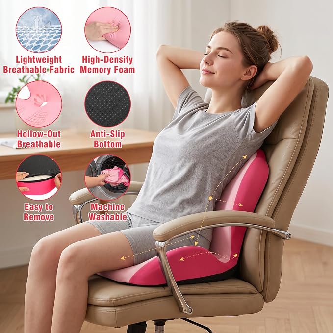 Car Seat Cushion Office Chair Cushion with Lumbar Support Pillow | Ergonomic Seat Cushion for Relieve Sciatica & Tailbone Pain, Ideal for Car Driving Truck Office Chairs Wheelchairs Home Use - Image 6