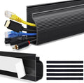 Cable Management Under Desk, 32in (2x15.75in) J Channel, Self Adhesive Cable Raceways Channel, Easy to Install Cord Cover Hider Desk Cord Organizer Electrical Black by ZhiYo