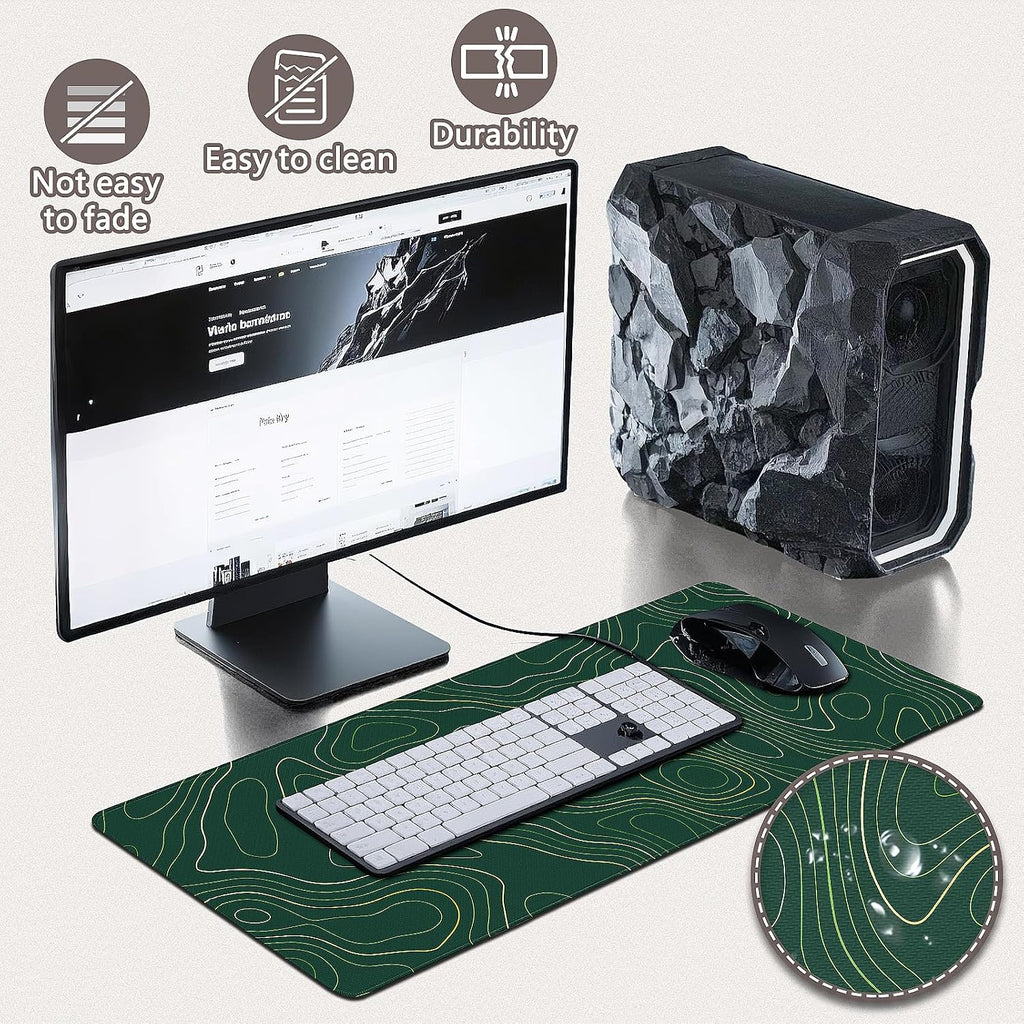 Gaming Mouse Pad - (31.5"×11.8") Topographic Large Mouse Pads for Desk - Desk Mat for Keyboard and Mouse with Non-Slip Base, Desks Pad Matfor Game/Office & Home - Image 4