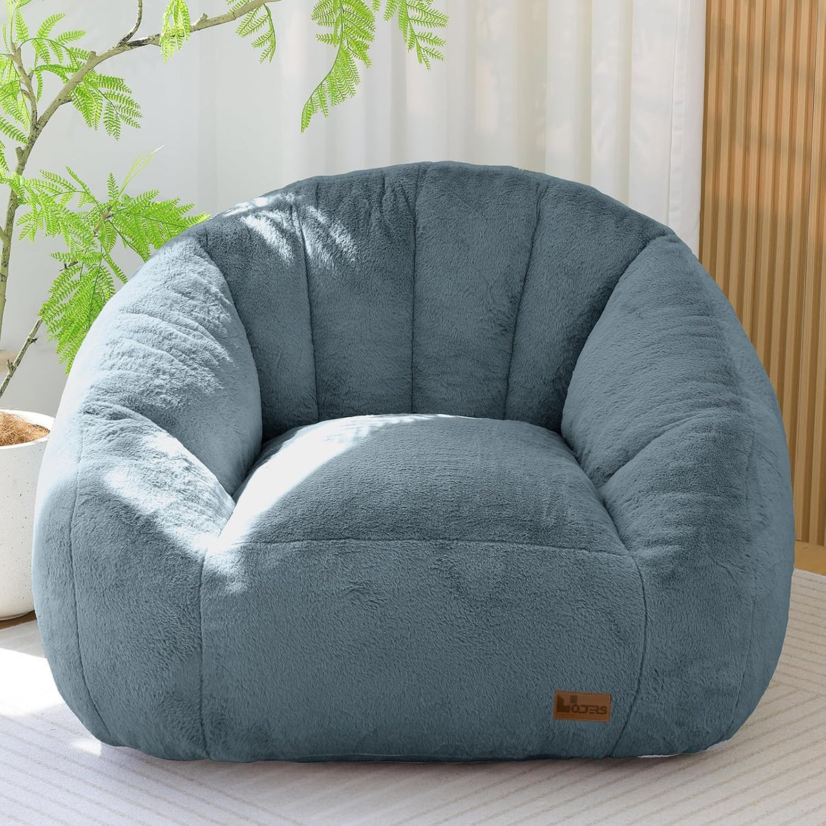 Giant Bean Bag Chair for Adults, Teens and Kids, Cozy Fluffy Corduroy Beanbag Chair with Filler, Large Floor Lounge Sofa for Living Room, Bedroom, Dorm, Gaming and Reading(XL-Navy) by UODERS