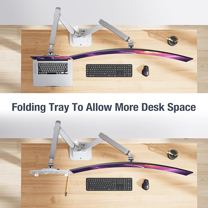 AVLT Laptop & 40 Inch Monitor Arm Pole Top Mount with USB-C&A Ports - Gray | VESA Compatible, Supports 26.4 lbs (12 kg), Ultrawide Screen Fit, Adjustable Height, Tilt Swivel Rotate, Cable Management - Image 7