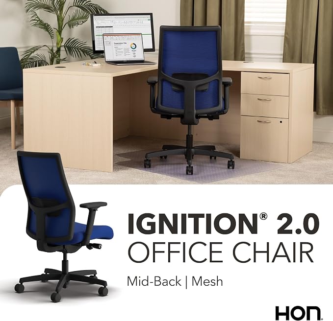HON Ignition 2.0 Ergonomic Office Chair, Lumbar Support, Desk Chair, Cobalt | Ergonomic office desk chair with lumbar support, adjustable arms, office decor, workstation comfort for focused productivity - Image 7