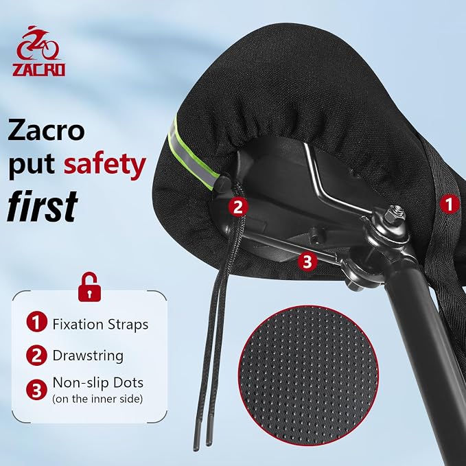 Zacro Bike Seat Cushion - Gel Padded Bike Seat Cover for Men Women Comfort, Extra Soft Exercise Bicycle Seat Compatible with Peloton, Outdoor & Indoor Bike Saddles - Image 4