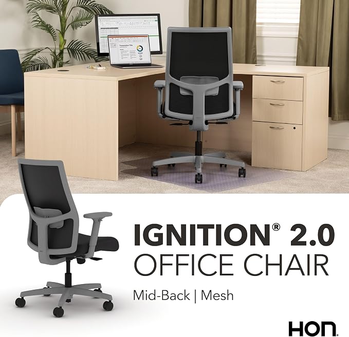 HON Ignition 2.0 Ergonomic Office Chair, Lumbar Support, Onyx | Ergonomic office desk chair with lumbar support, adjustable arms, office decor, workstation comfort for focused productivity - Image 7