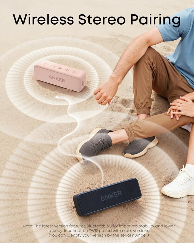 Anker soundcore 2 Portable Bluetooth Speaker, Stereo Sound, IPX7 | BassUp, 24H Playtime, Bluetooth 6, Wireless Speaker for Home, Outdoors, Travel-Pink - Image 5