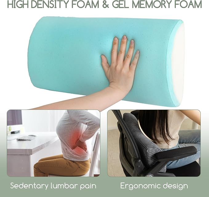 HIGOGOGO Lumbar Support Pillow for Recliner Chair/Accent Chair/Couch, Memory Foam Back Support Cushion for Elderly, Recliner Cushions for Back Rest, Pain Relief, Reading, Washable Cover, Dark Grey - Image 4