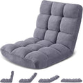 Folding Floor Gaming Chair 14-Poistion Cushioned Adjustable Floor Lazy Sofa Chair w/Breathable Cotton & Skin-Friendly Coral Velve for Adults & Kids Perfect for Reading Gaming Meditating, Grey by Avocahom