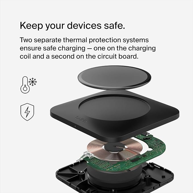 Belkin 15W Wireless Charging Pad, Compact Qi Charger for iPhone, Galaxy | Easy-align non-magnetic design, iPhone, Samsung Galaxy, AirPods Pro compatible, Qi-enabled device charger - Image 6