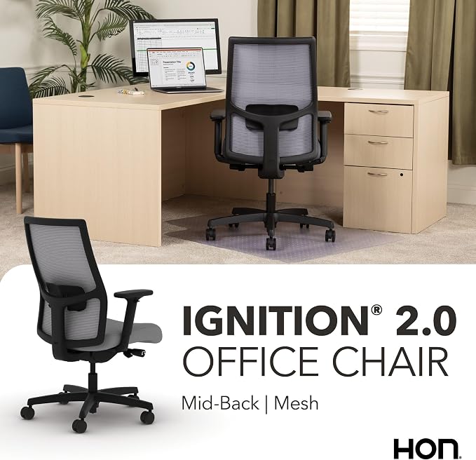 HON Ignition 2.0 Ergonomic Office Chair, Lumbar Support, Desk Chair, Frost | Ergonomic office desk chair with lumbar support, adjustable arms, office decor, workstation comfort for focused productivity - Image 7