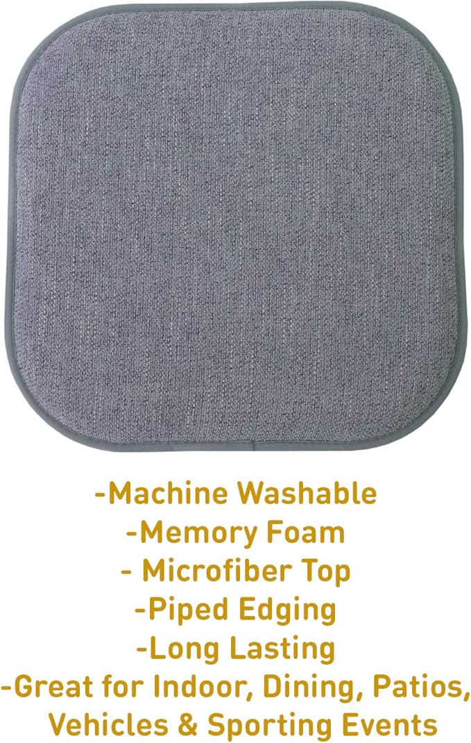 Sweet Home Collection Chair Cushion Memory Foam Pads Honeycomb Pattern Slip Non Skid Rubber Back Rounded Square 16" x 16" Seat Cover, 6 Pack, Alexis Blue/Gray - Image 3