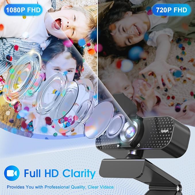 TRAUSI 1080P Full HD Webcam with Noise-Canceling Mic, Auto Light Correction, Privacy Cover and Wide Angle Lens, Plug & Play USB Camera for Laptop/Desktop/PC/Mac, Compatible with Zoom/Teams/Streaming - Image 2