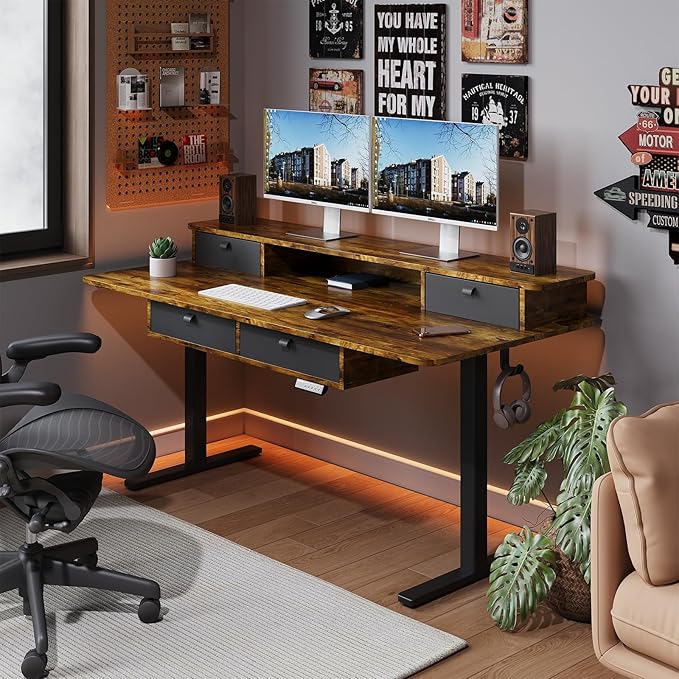 Dual Motor Standing Desk Frame for 40-63 in Tops, 264 lb, Black | Frame Only, Fits 40-63 x 24-28 in Tops, 28.3-46.5 in Height, 2+3 Controls, ≤45 dB, 264 lb Capacity - Image 2