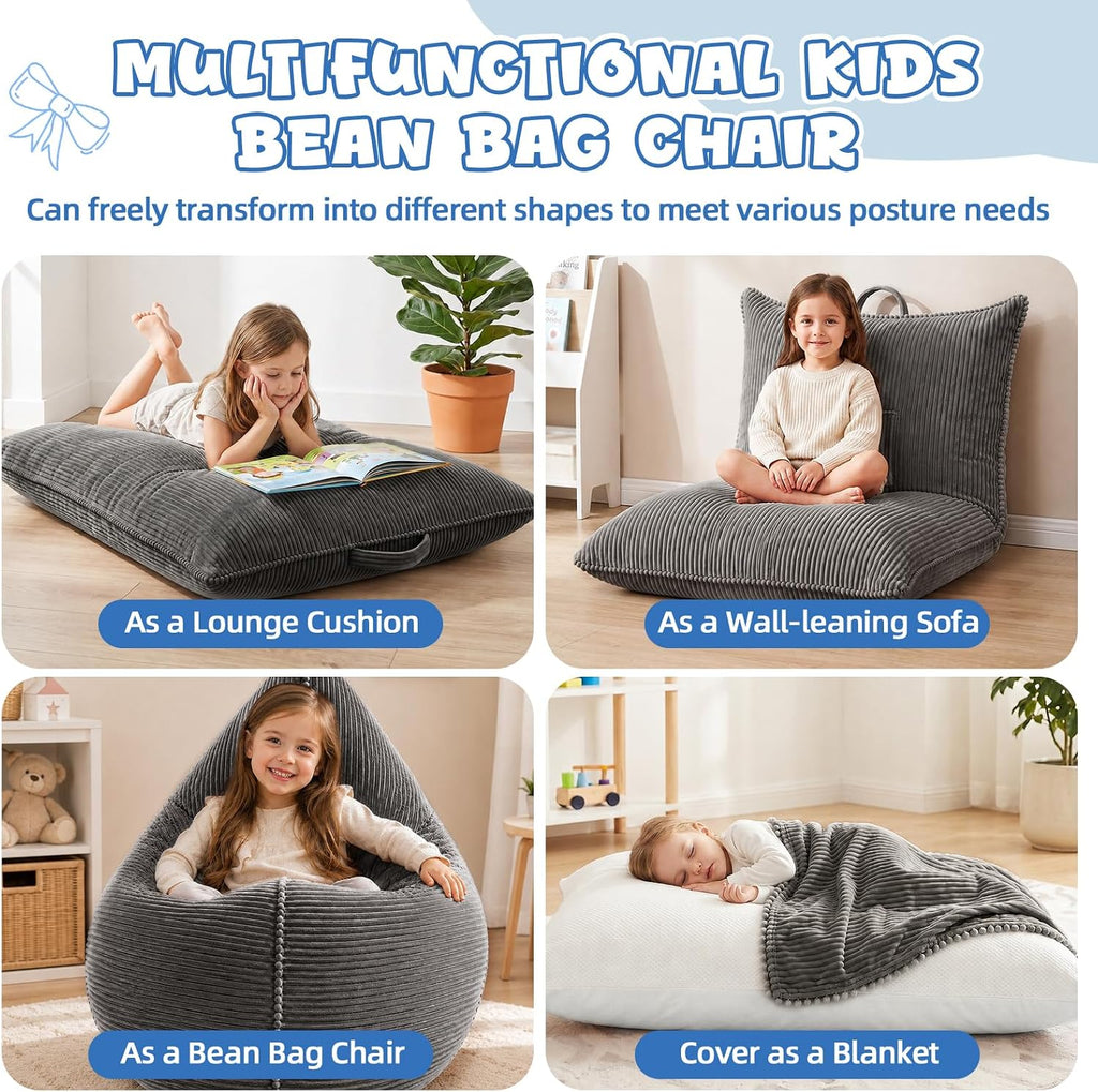 3 in 1 Kids Bean Bag Chair, Comfy Floor Sofa Chairs with Removed Cover - Image 3