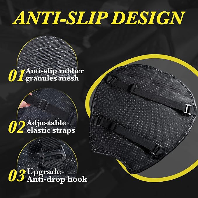 Foldable Motorcycle Gel Seat Cushion with Sunshade Cover | 3D Dome-Shaped Shock-Absorbing Seat Pad for Long Rides, Pressure Relief, Airflow & Cooling Comfort - Image 5