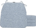 AAAAAcessories D-Shaped Chair Cushions, 2" Thick Dining Chair Pads with Ties and Removable, Machine-Washable Cover, 17" x 16", Set of 4, Light Blue by AAAAAcessories