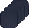 Sweet Home Collection Chair Cushion Memory Foam Pads Honeycomb Pattern Slip Non Skid Rubber Back Rounded Square 16" x 16" Seat Cover, 4 Pack, Charlotte Navy by SweetHomeCollection