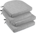 downluxe Indoor Chair Cushions for Dining Chairs, Soft and Comfortable Textured Foam Kitchen Chair Pads with Ties and Non-Slip Backing, 16" x 16" x 2", Light Grey, 4 Pack by Downluxe
