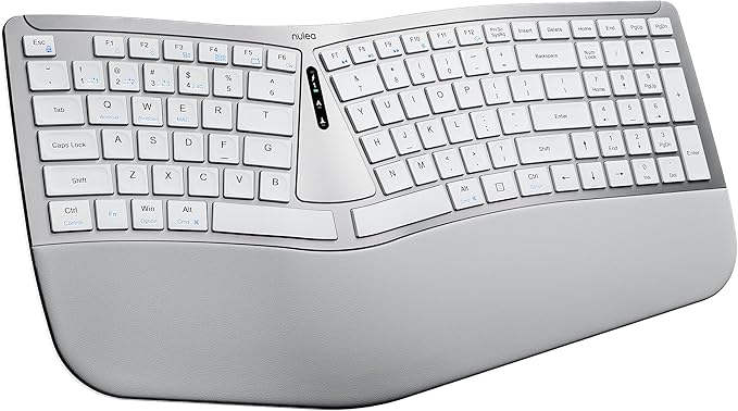 Nulea RT07B Wireless Ergonomic Keyboard - Split Keyboard, Wrist Rest, Natural Typing, Bluetooth and USB Connectivity, USB-C Rechargeable,Compatible with Windows Mac (Pink) by Nulea