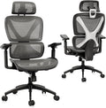 Ergonomic Office Chair, Big and Tall Mesh Chair with Lumbar Support, 3D armrest - 215° Rotation, Adjustable Headrest & Soft Seat, Durable Desk Chair 350LBS for Work Gaming Computer,Grey by GABRYLLY