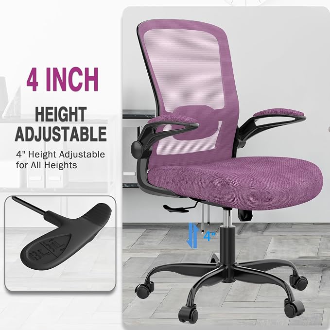 Ergonomic Office Chair w/Adjustable Lumbar, Flip Armrest, 135° Recline | Supports 300 lbs · Seat 19.48"–23.4" · Breathable mesh · 20–30 min assembly · 5-year warranty - Image 4