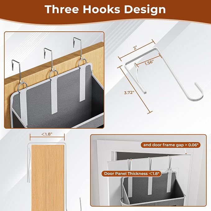 5 Tier Over the Door Organizer Space-Saving Storage for Any Room | Grey Hanging Closet Organizer with 10 Mesh Pockets and Clear Windows, Closet Organizers and Storage for Bathroom, Bedroom - Image 4