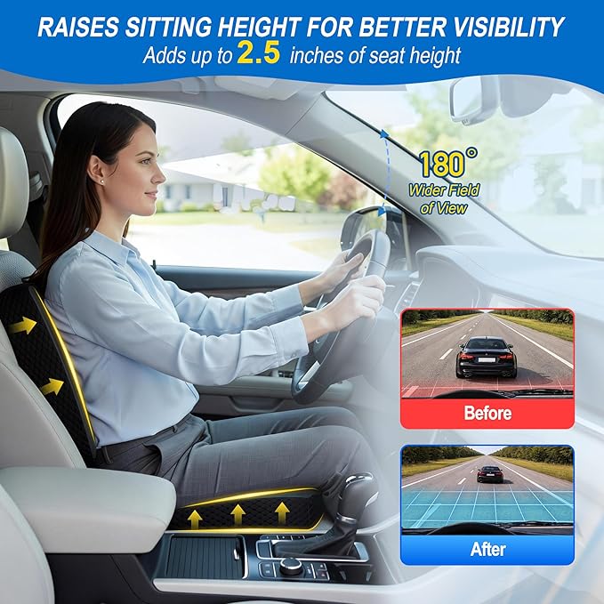 Lofty Aim Car Seat Cushion with Back Support, Lumbar Support Pillow Set | Memory Foam Car Seat Cushions for Driving, Office Chair Cushions for Back and Butt, Support for Trucks, Office Chairs, Black - Image 5