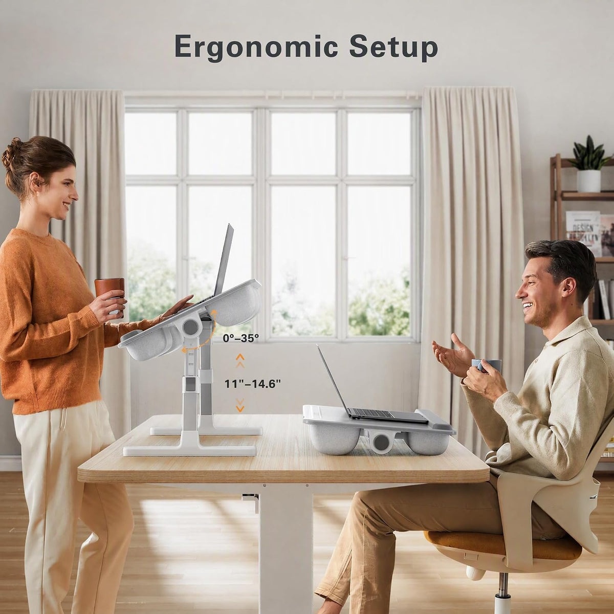 HUANUO Laptop Bed Lap Desk with Adjustable Height and 35° Tilt, Grey - Image 6