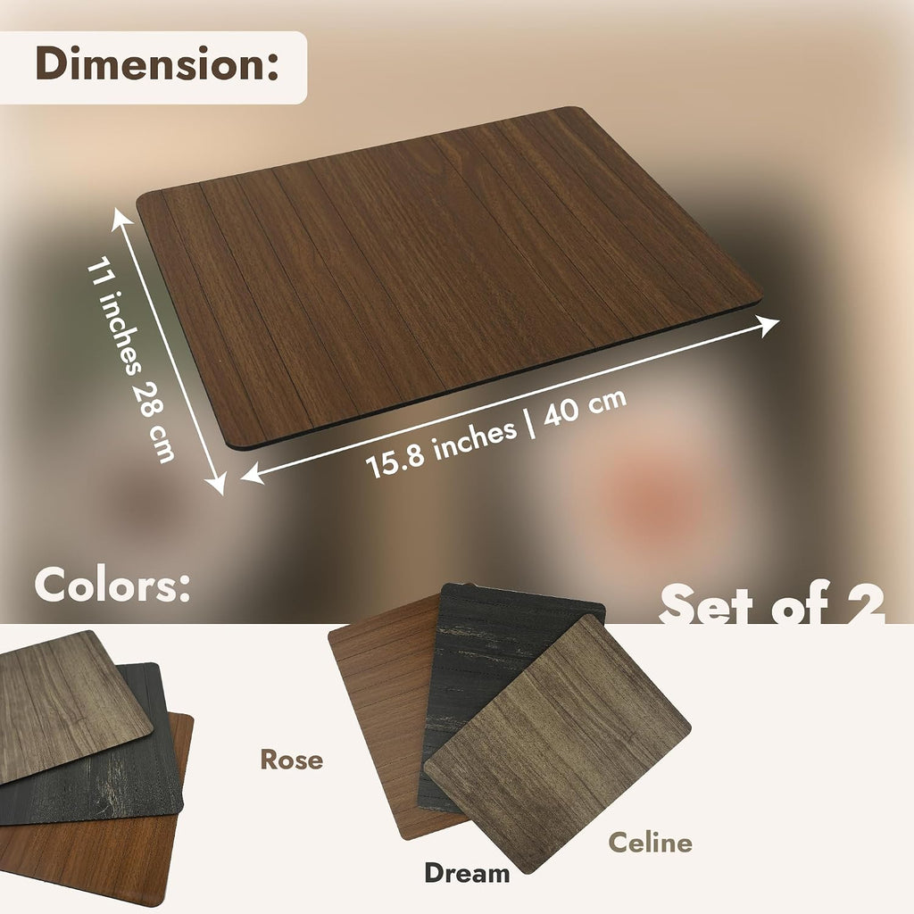 Set of 2 Wooden Sofa Tray, Armrest Tray Table for Couch, Foldable, Flexible Sofa Tray with 15.8" x 11", Snacks, Remote Control or Phone Holder | Rose - Image 2