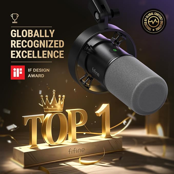 FIFINE AmpliTank K688 Dynamic Microphone, XLR/USB Podcast Recording PC Mic | Streaming Studio Metal Mic with Mute, Headphone Jack, Monitoring Volume Control, Windscreen, for Vocal Voice-Over Gaming - Image 2