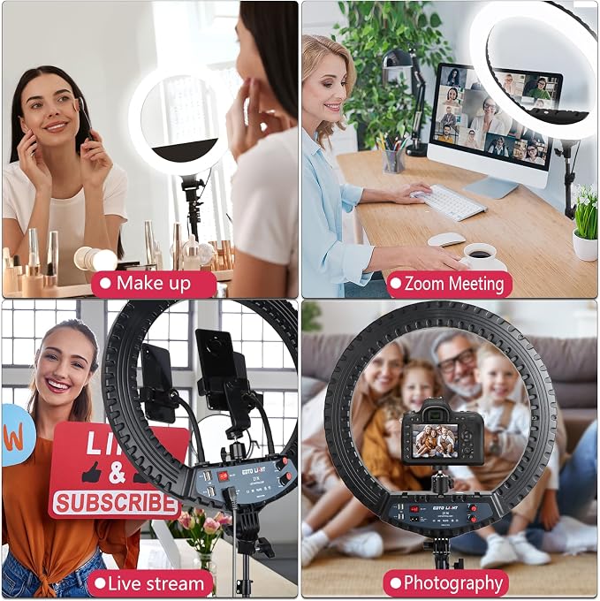21 inch LED Ring Light with Tripod Stand, Video Ring Light for Selfie Photography Vlog Recording Conference Meeting Studio Portrait YouTube TikTok Makeup with Carrying Bag and Remote Control, CRI>97 - Image 6