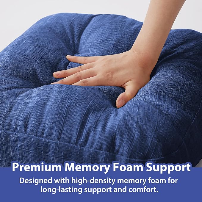 IASEAHK Chair Cushions, Dining Chair Cushions, Tufted Indoor Chair Pads, Set of 4, Navy Blue, 16.5'' x 16.5'' x 3.5'' - Image 5